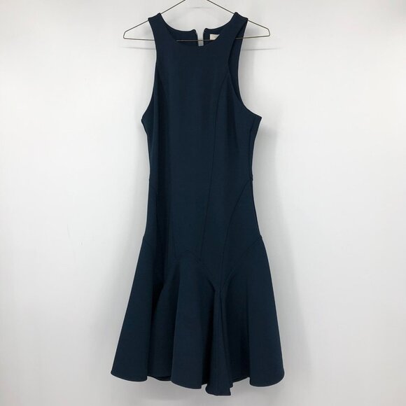 Jonathan Simkhai Navy Blue racerback structured Flared pleated  midi dress - Picture 11 of 14